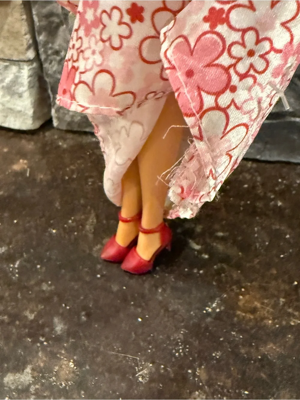 Barbie formal pink princess gown diamond clear purse and red heels